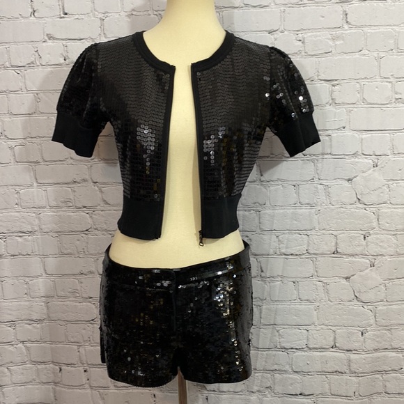 Express Sequin Croppped Jacket and Shorts Set - Picture 9 of 14